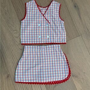 Hannah Kate Plaid Sleeveless Top and Skort Set - Size 5